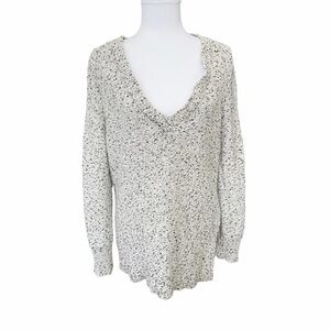 Banana Republic Angled Hem V-Neck Cocoon Sweater Black Marled Size Medium